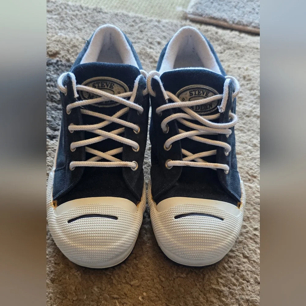 Steve Madden Navy and White Platform Sneakers